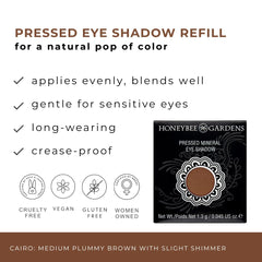 Honeybee Gardens Cairo plum brown shimmer swatch shows rich pigment and vibrant color payoff.