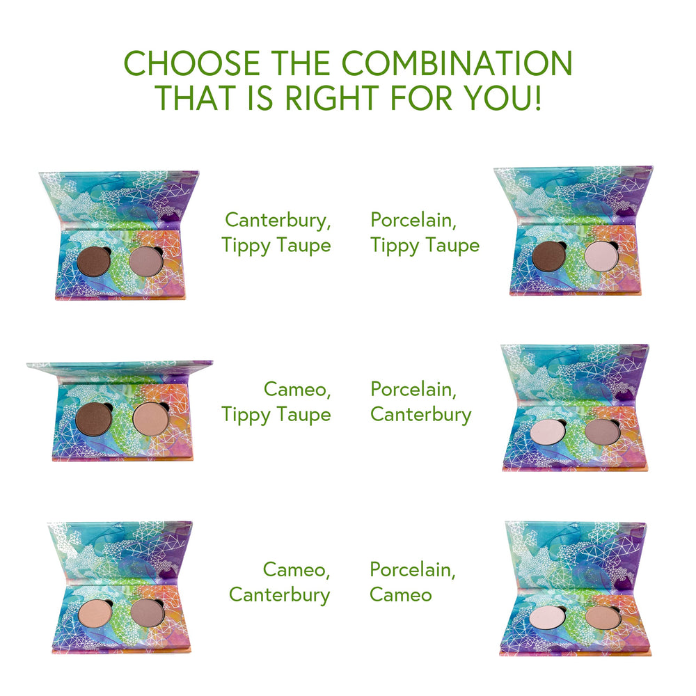 Honeybee Gardens Mini Skinny Duo refillable compact cap detail highlights sustainable design.