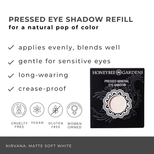 Honeybee Gardens Nirvana matte white swatch on lid brightens eyes with smooth blending.