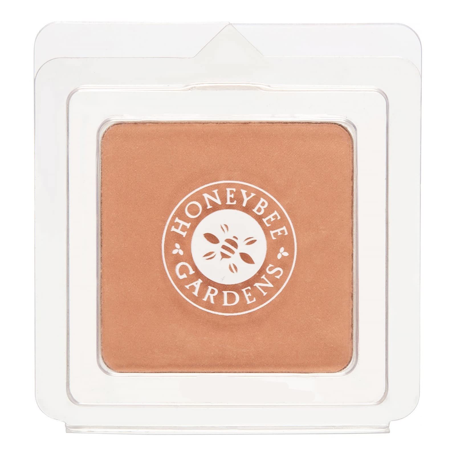 Honeybee Gardens pressed mineral foundation refill in Montego warm tan for on-the-go coverage.