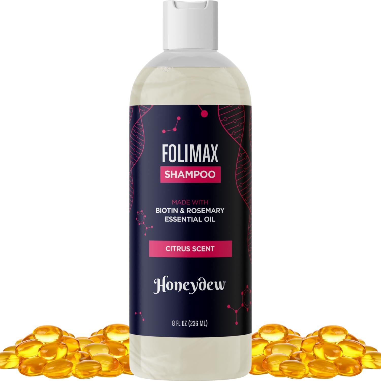 Honeydew Folimax Biotin Shampoo bottle with citrus scent for thinning hair