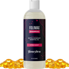 Honeydew Folimax Biotin Shampoo bottle with citrus scent for thinning hair