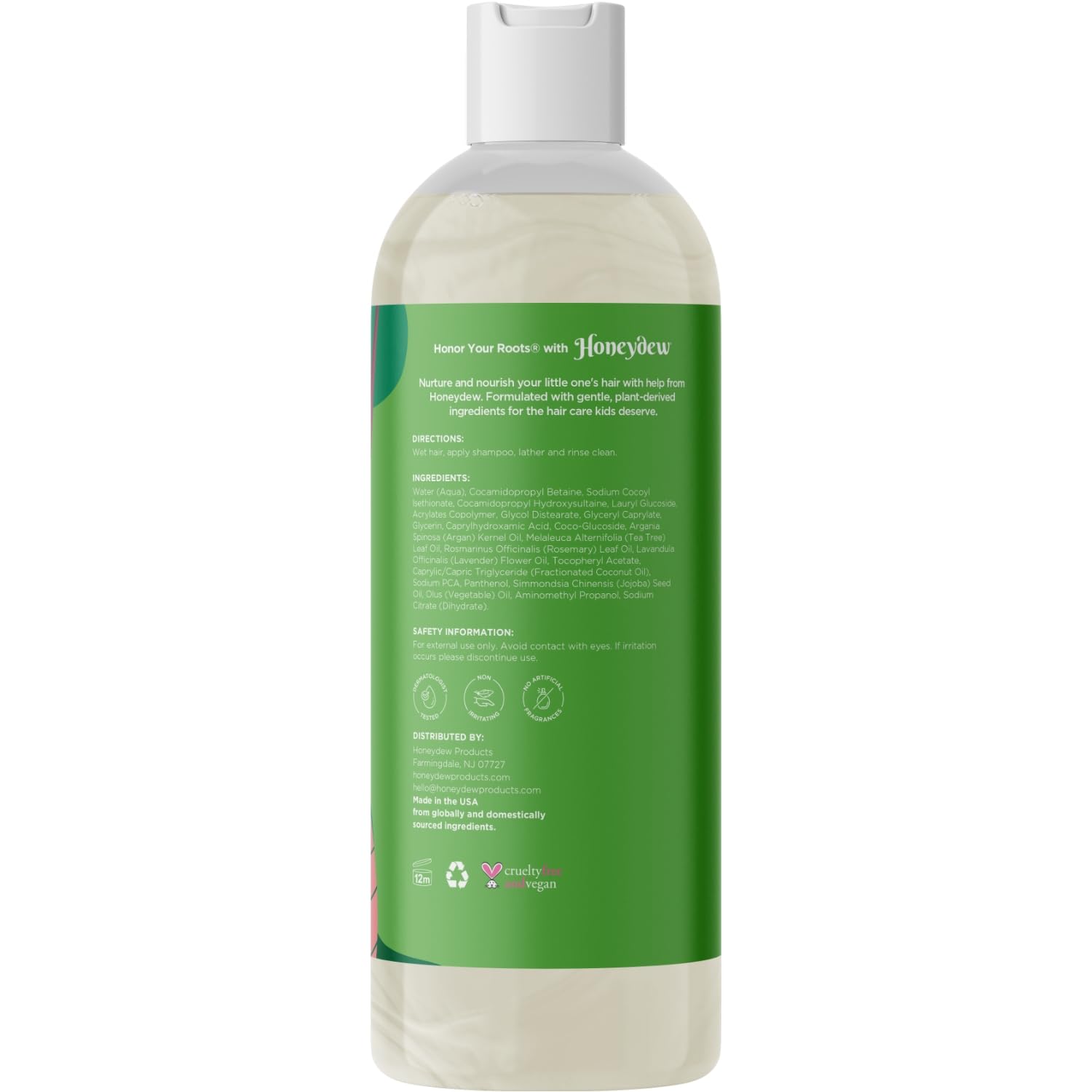 Honeydew Shampoo lather close-up reveals gentle foaming action.