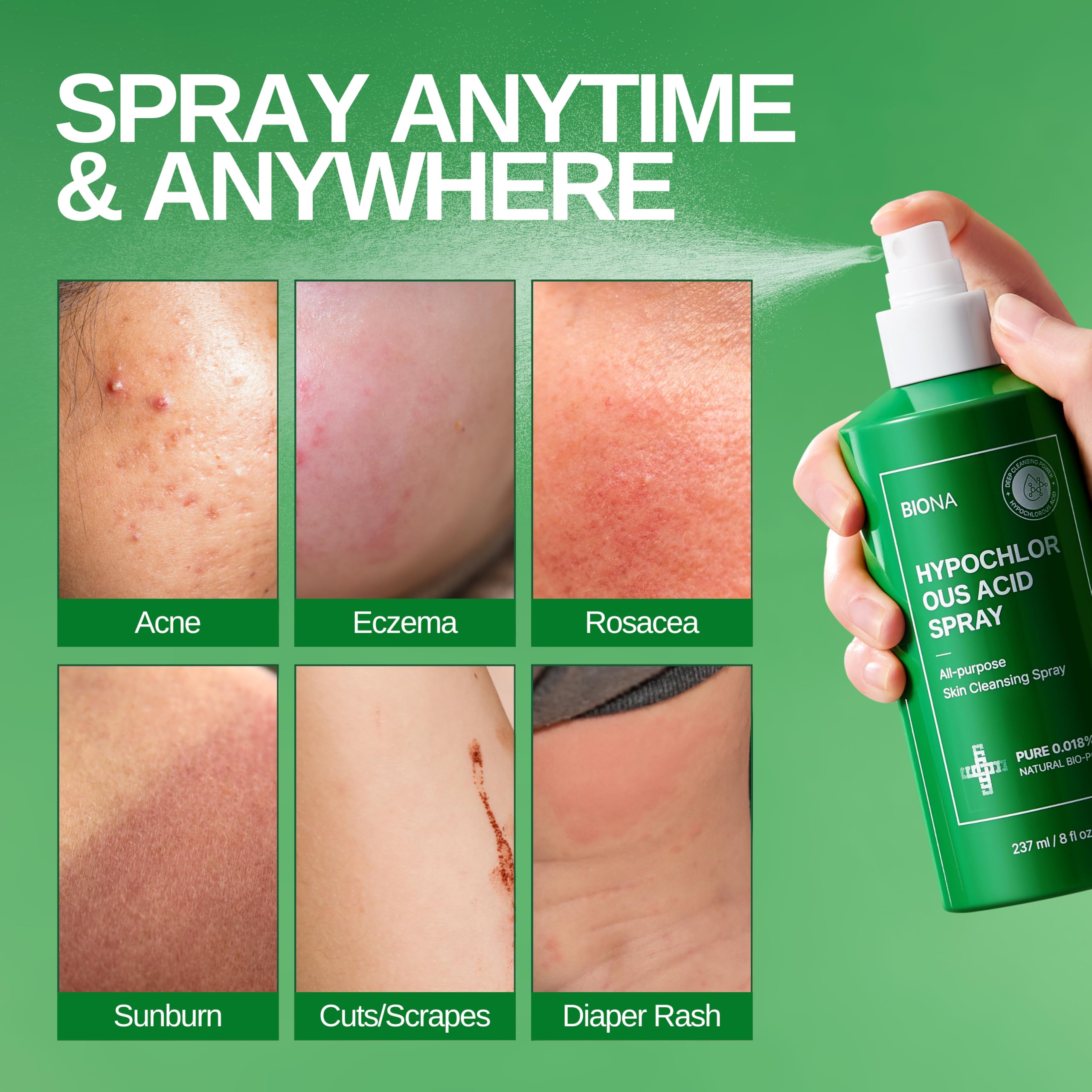 After-sun refresh with BIONA Pure spray reducing redness.