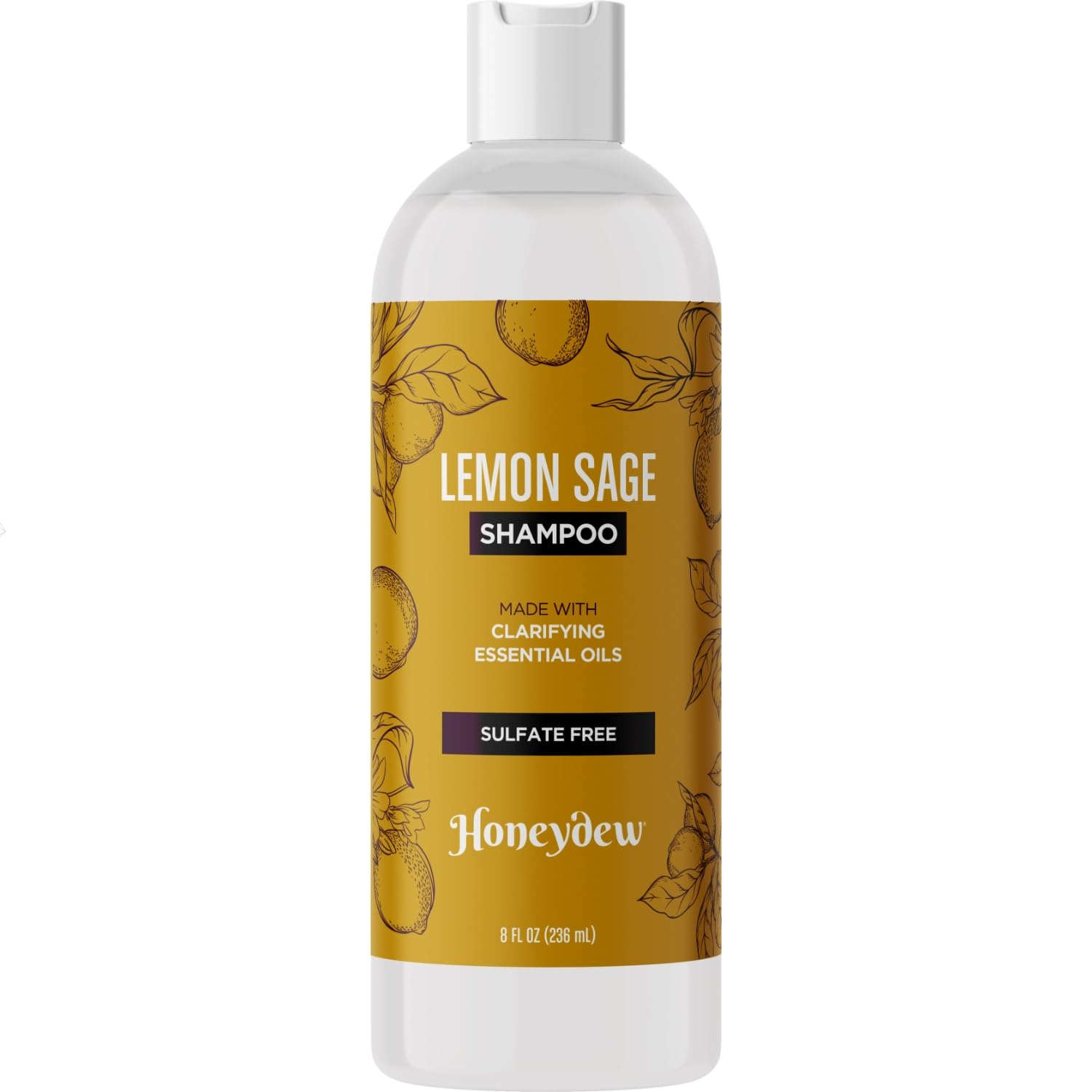 HONEYDEW Lemon Sage Shampoo bottle showing a refreshing, clarifying formula for oily hair