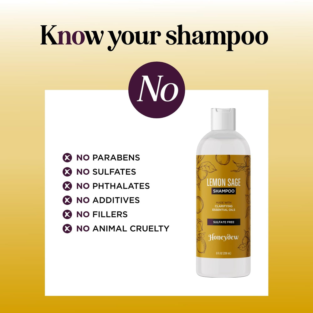 HONEYDEW Lemon Sage Shampoo foam demonstrating rich cleansing lather