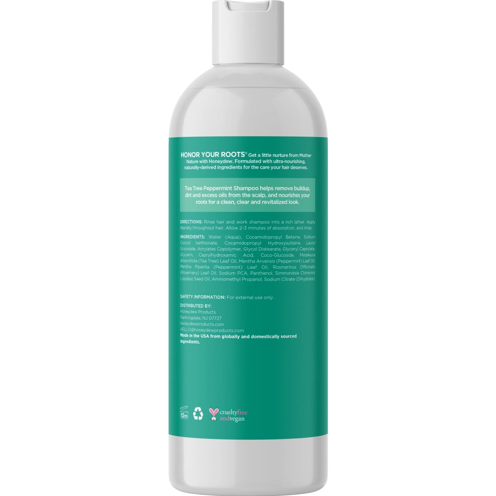 HONEYDEW Tea Tree Mint packaging highlights eco-friendly formula
