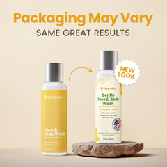 Honeyskin fragrance-free in-shower moisturizer bottle close-up highlighting hydration.