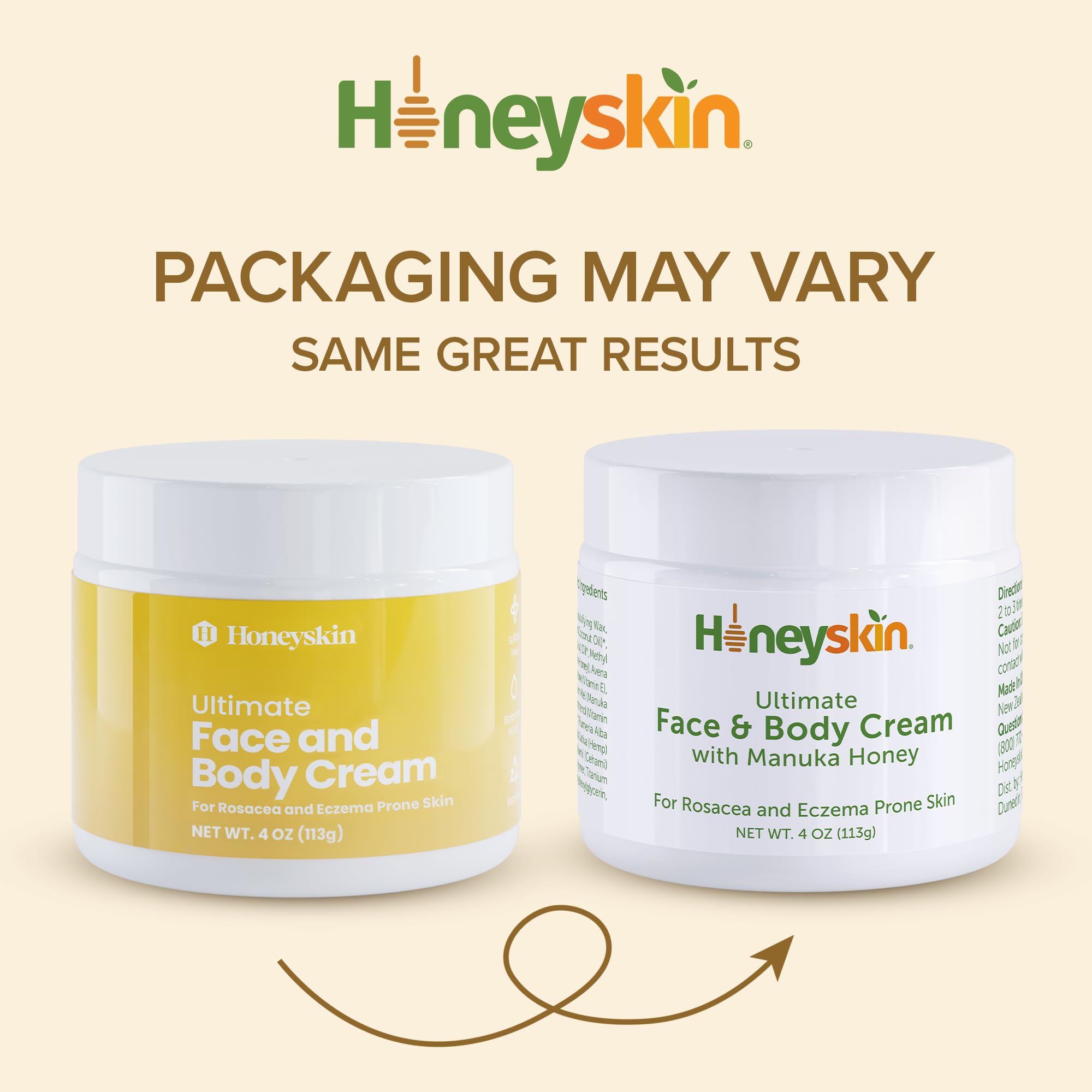Honeyskin anti-aging hints with smooth texture and natural glow.