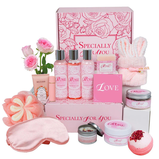 honiitaa Valentine Rose Spa Set packaging, elegant gift presentation.