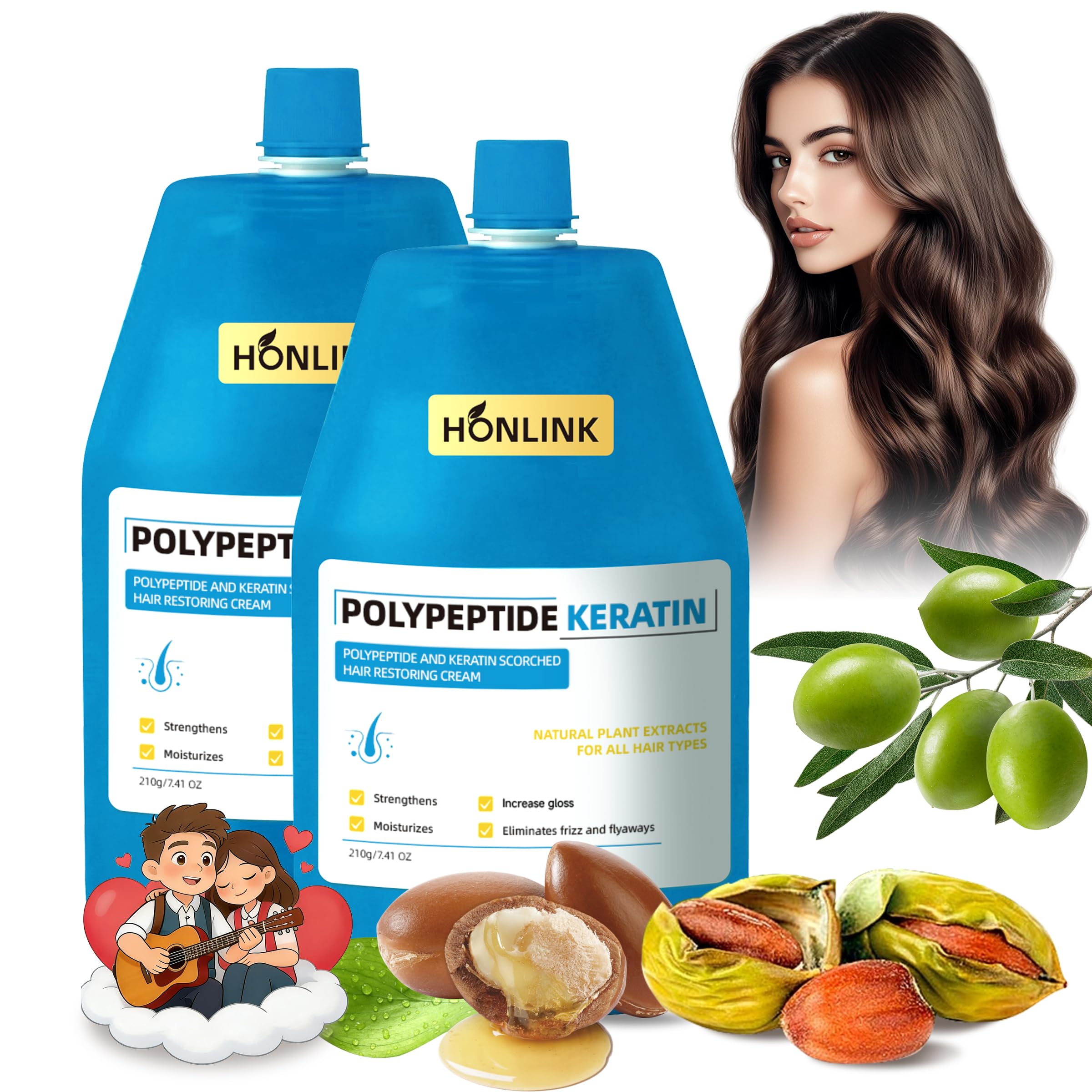 HONLINK hair restoring cream with keratin for smoother, stronger hair.