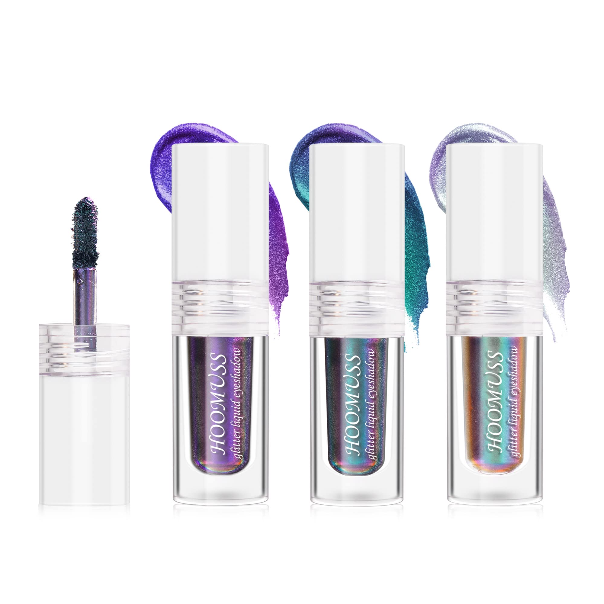 HOOMUSS Glitter Liquid Eyeshadow color-shifting shimmer on lids adds multidimensional depth