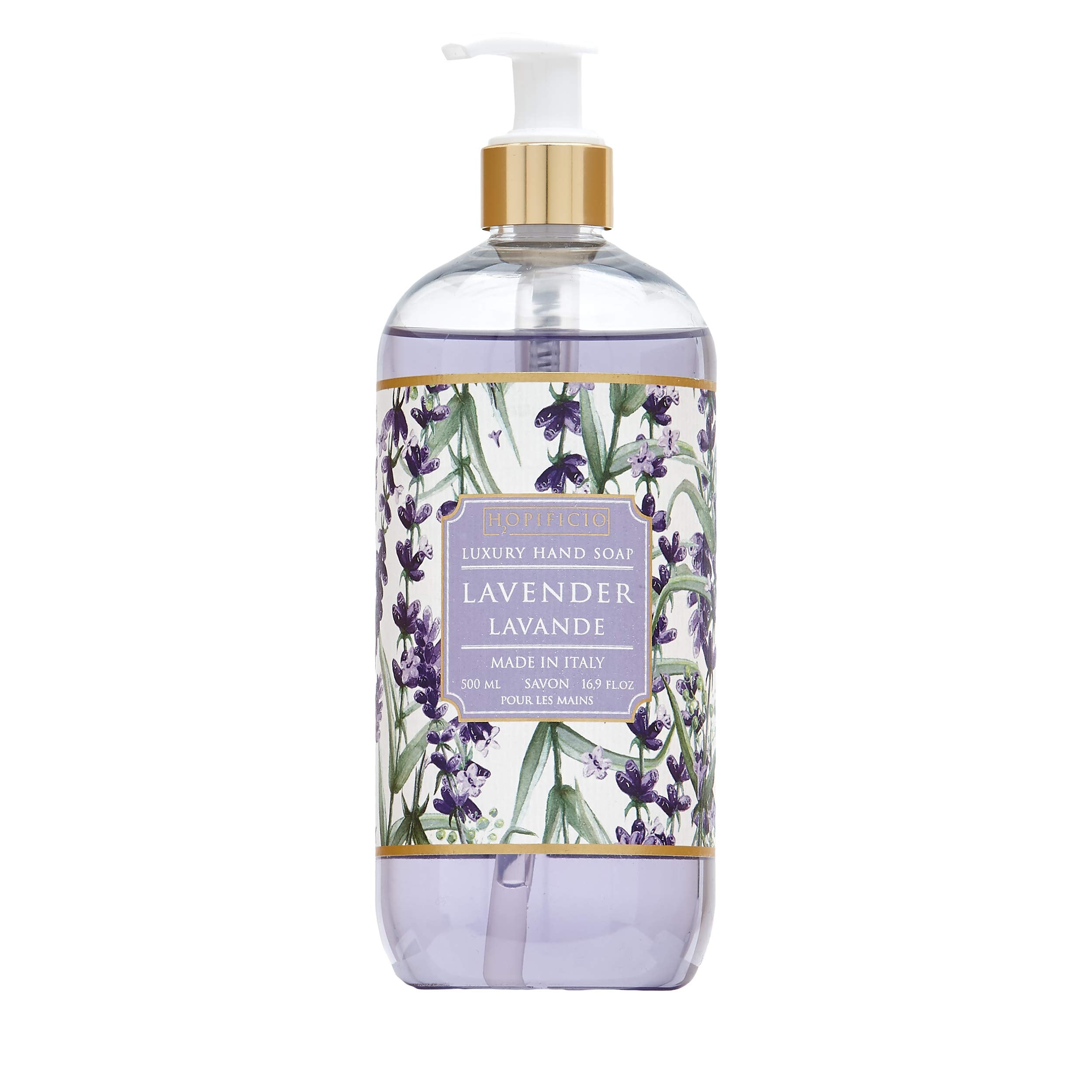 Hopificio Lavender Liquid Hand Soap bottle highlights premium, hypoallergenic cleansing.