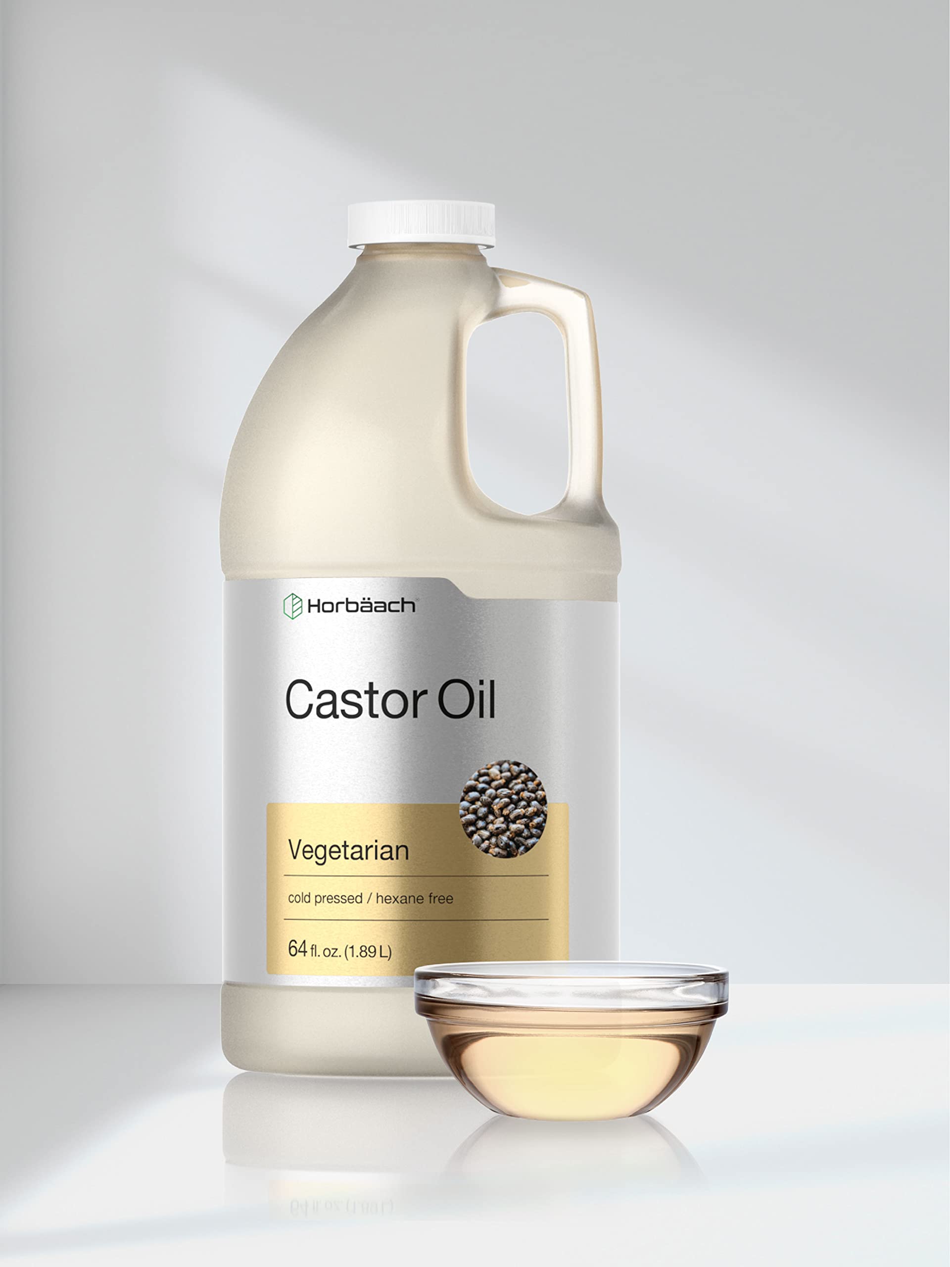 Thick, viscous Horbaach castor oil texture for mixing serums.
