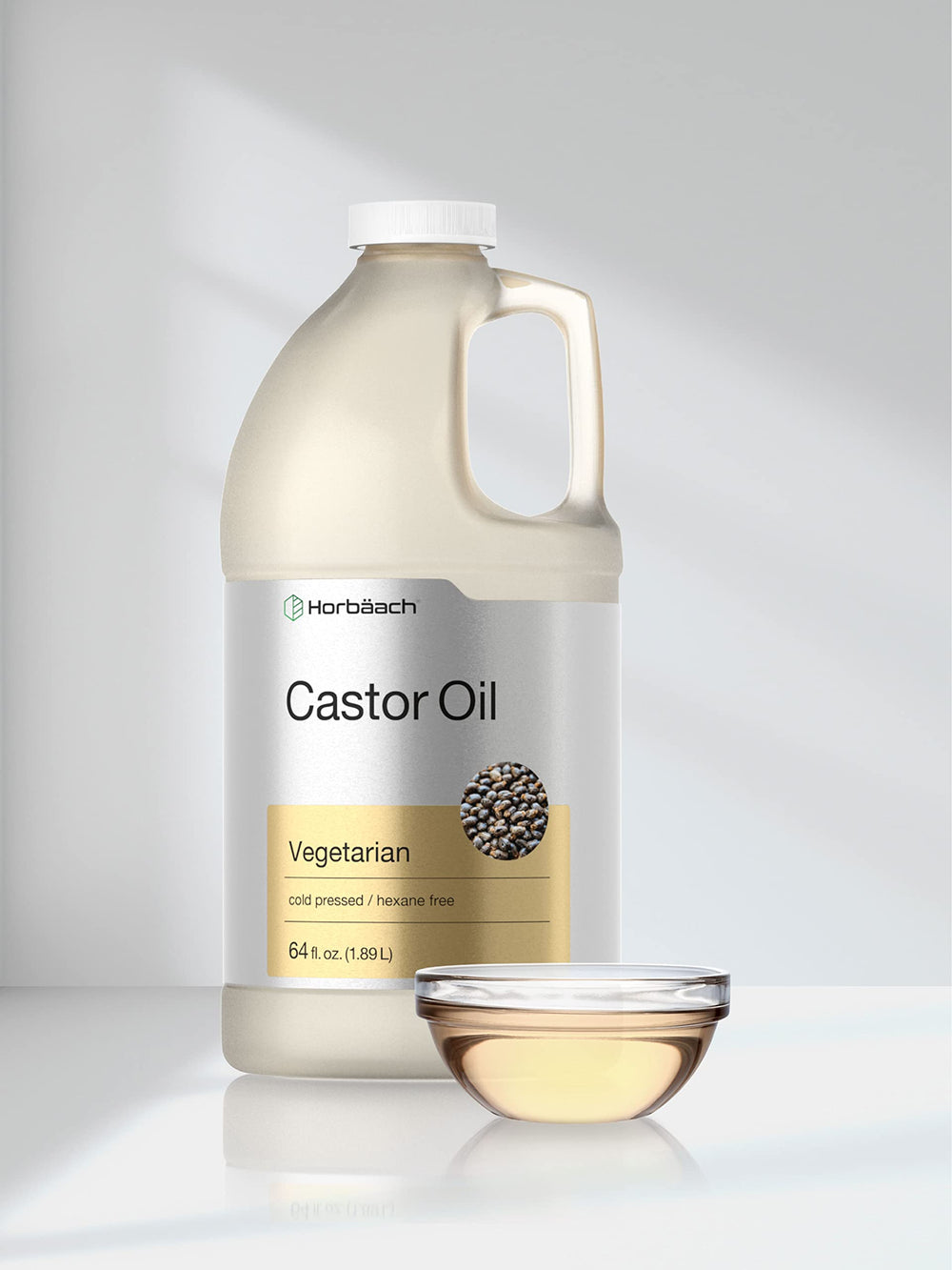Thick, viscous Horbaach castor oil texture for mixing serums.