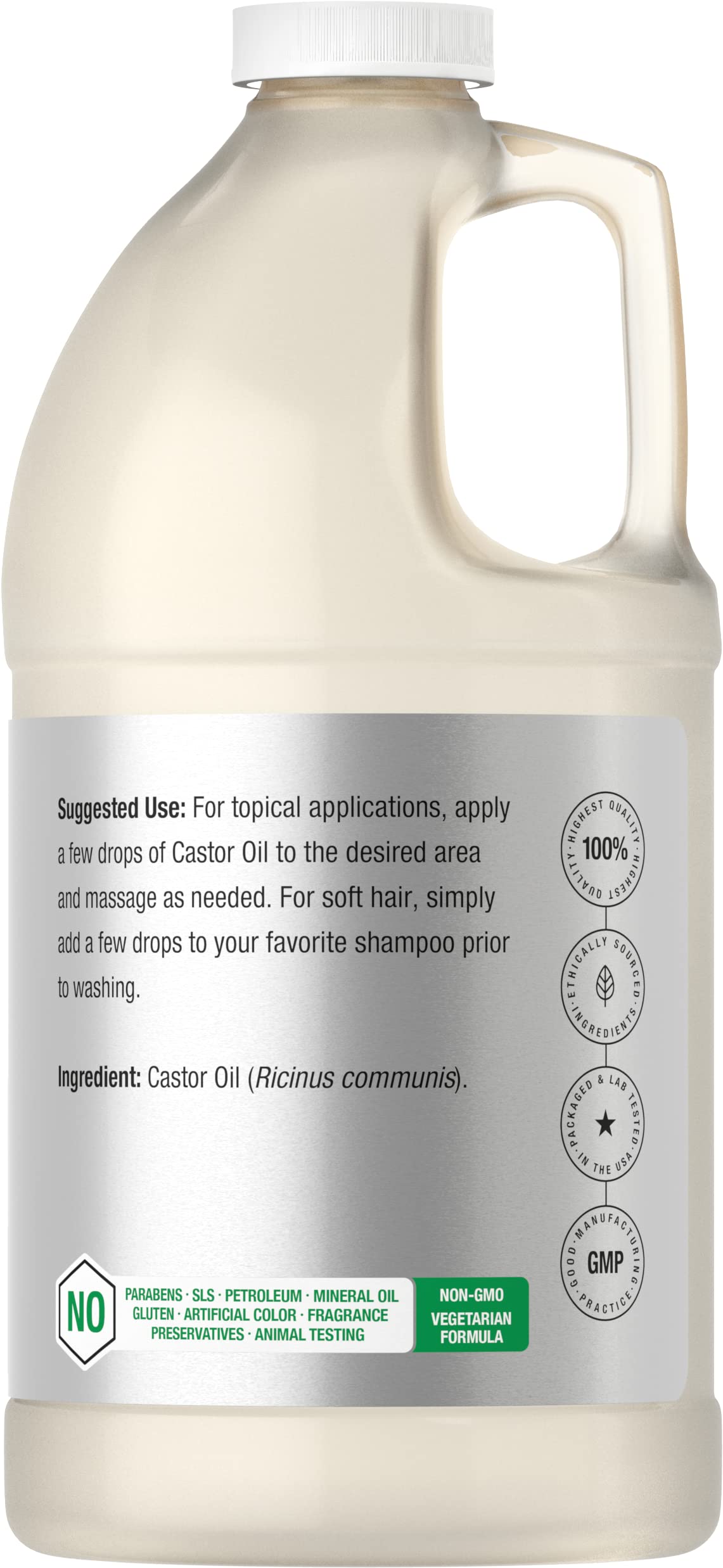 Close-up of Horbaach cold-pressed castor oil in a dropper bottle.