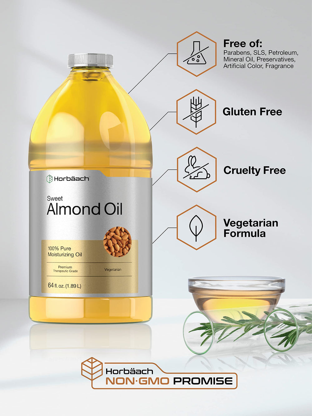 Horbaach Almond Oil skin application demonstrating deep moisturization.