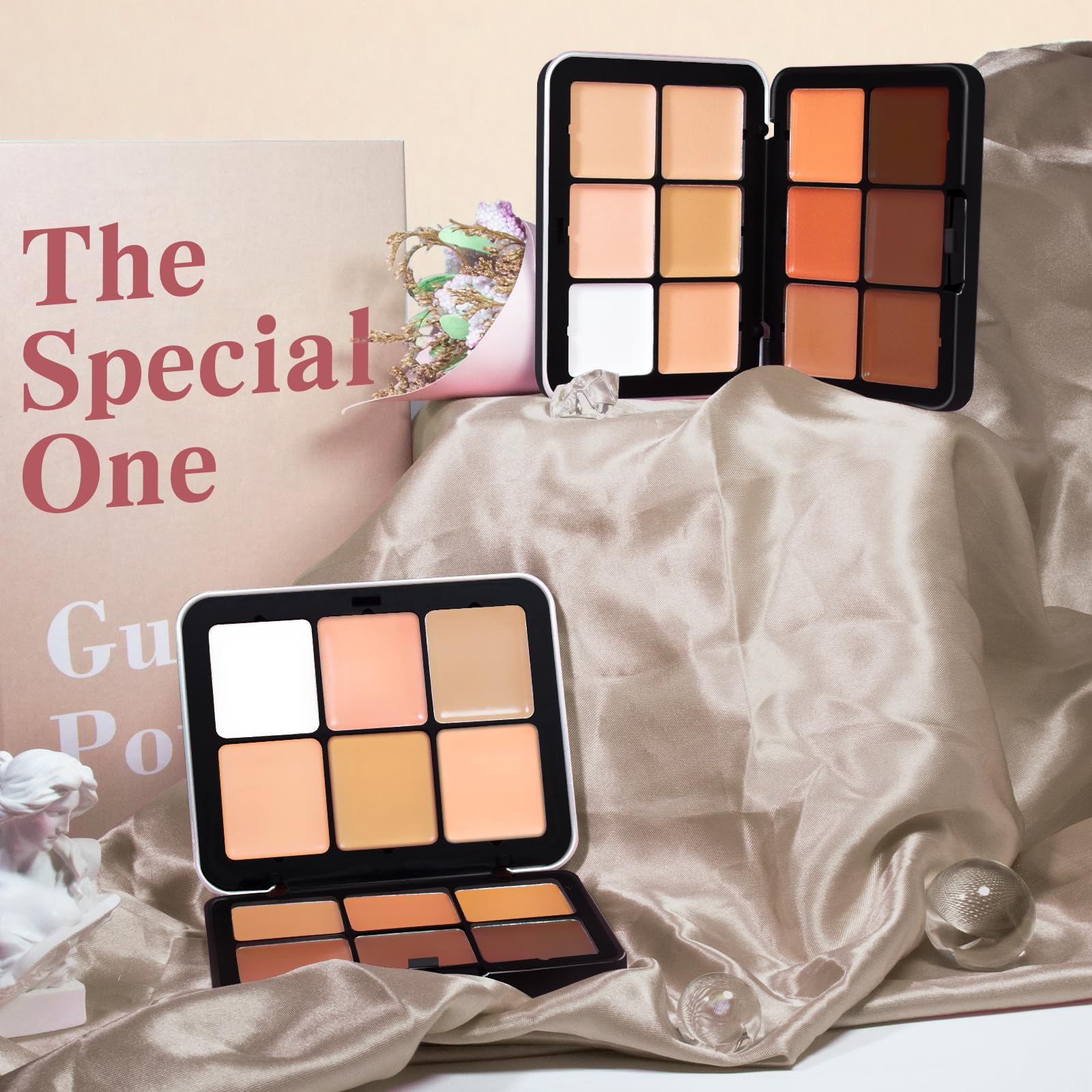 HOSAILY travel-ready concealer palette in a compact makeup bag