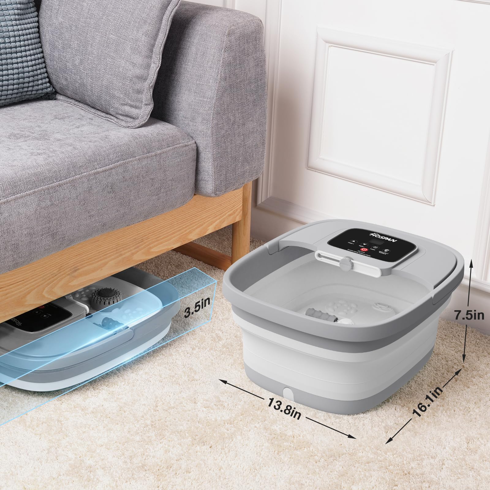 HOSPAN front handle and drainage for easy transfer and cleaning