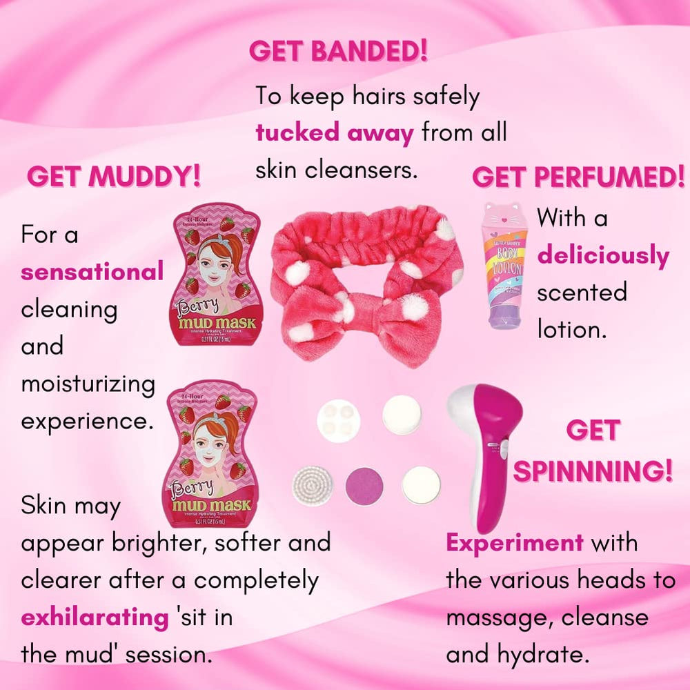 Hot Focus Kids Spa Brushes Set with makeup sponge and soft sponge.