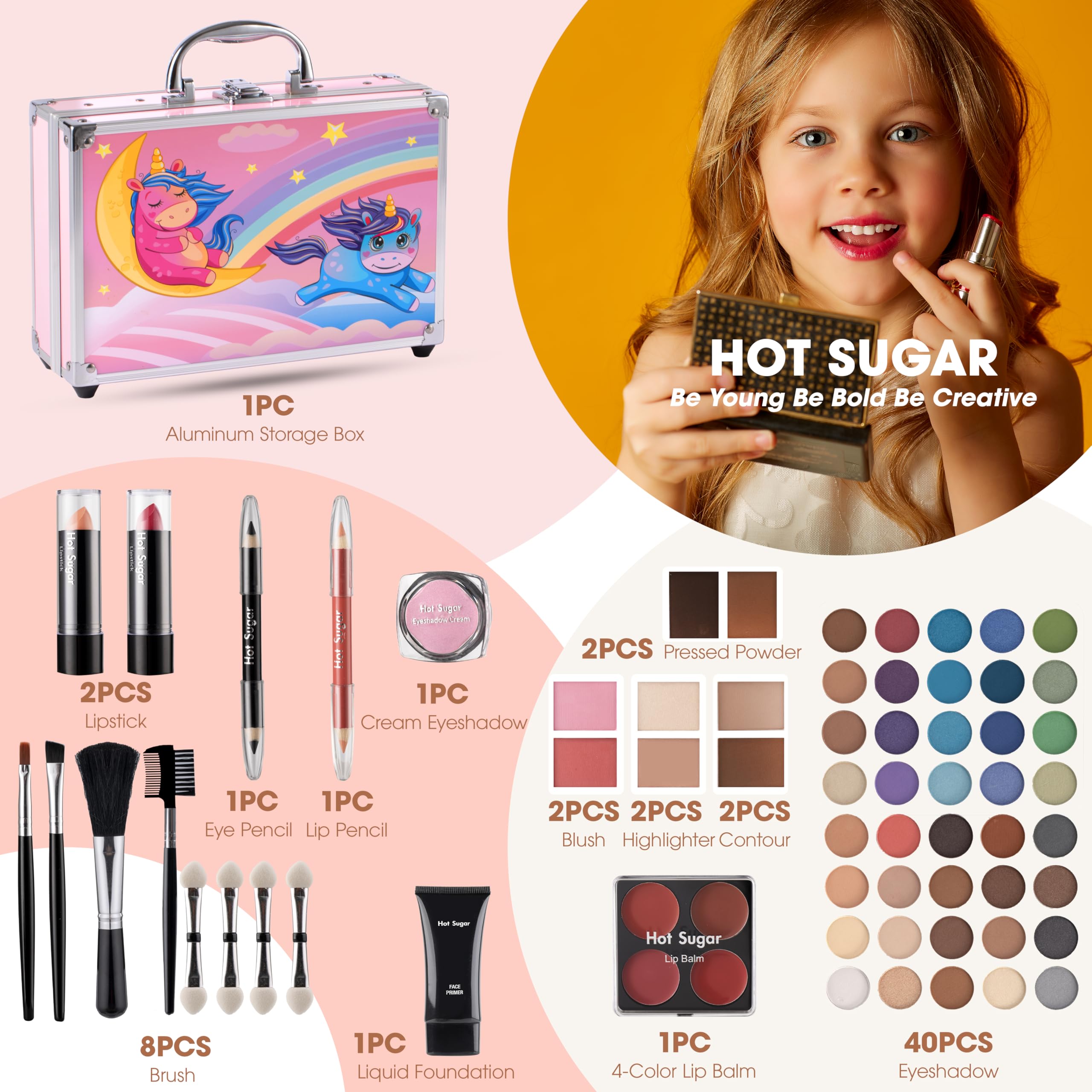 Hot Sugar makeup kit 4-color lip balm for cute lip looks.