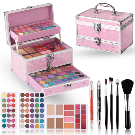 Hot Sugar teen makeup kit with pink train case for on-the-go touch-ups.