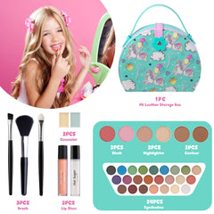 Hot Sugar reusable unicorn makeup case in green for organized cosmetics.