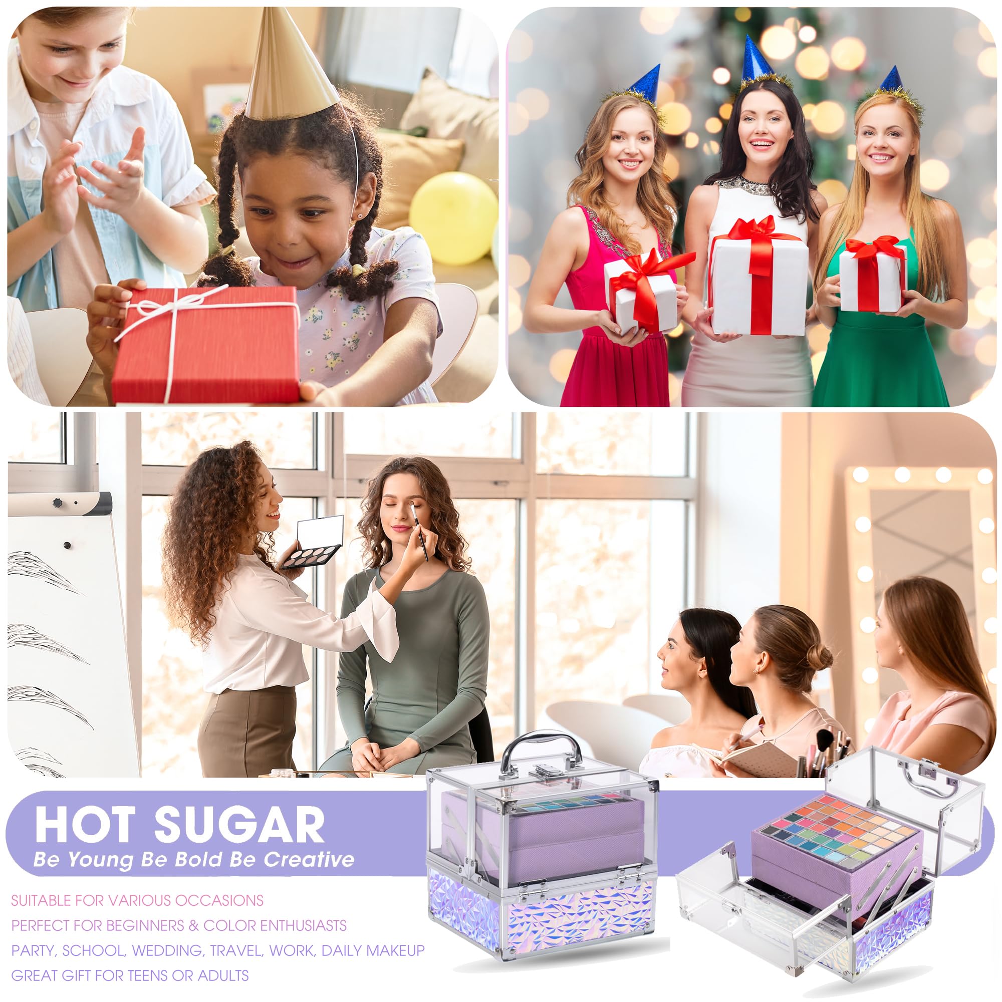 Hot Sugar brushes and box shown for easy application and travel.