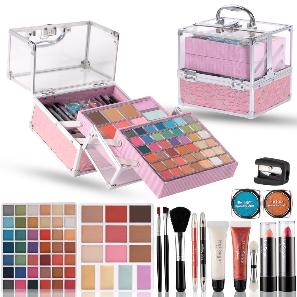 Hot Sugar teen makeup kit palette close-up showing beginner-friendly shades for creative play