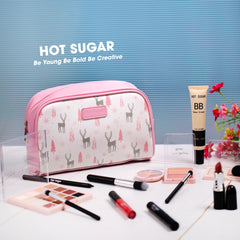 Hot Sugar pink cosmetic bag keeps the kit organized during travel