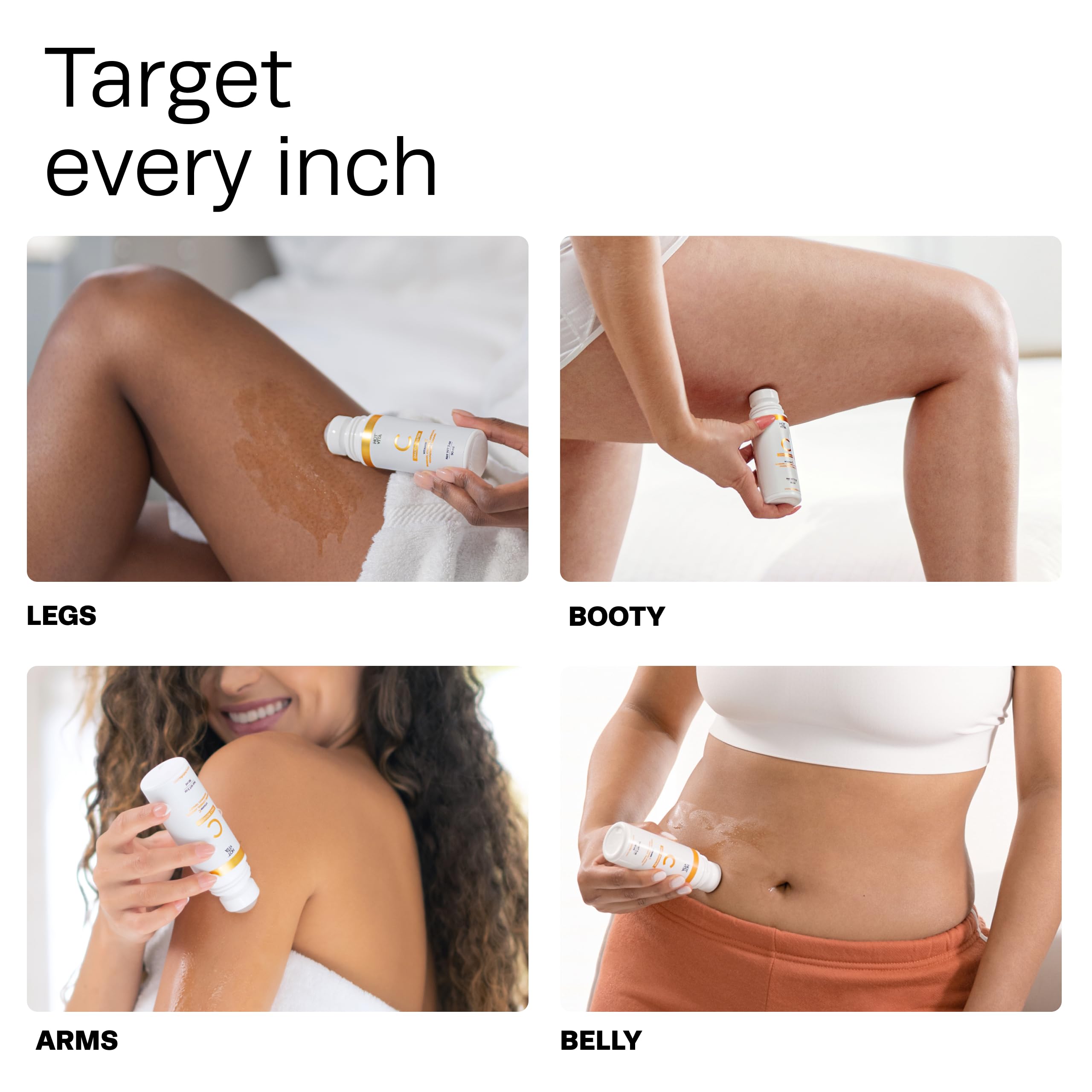 Hot Vita Vitamin C Body Oil massaged onto the arm for absorption.