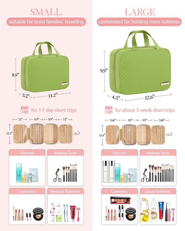 HOTOR cosmetic bag features a sturdy metal hook for versatile hanging options