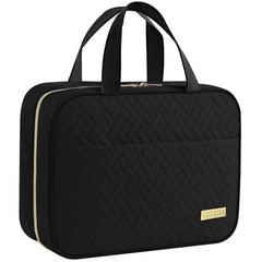 HOTOR travel toiletry bag hanging on a sturdy hook for easy access.