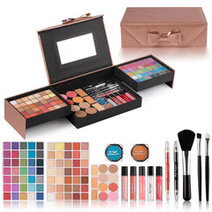 Hot Sugar Girls makeup kit in a rose gold case for easy storage and travel.