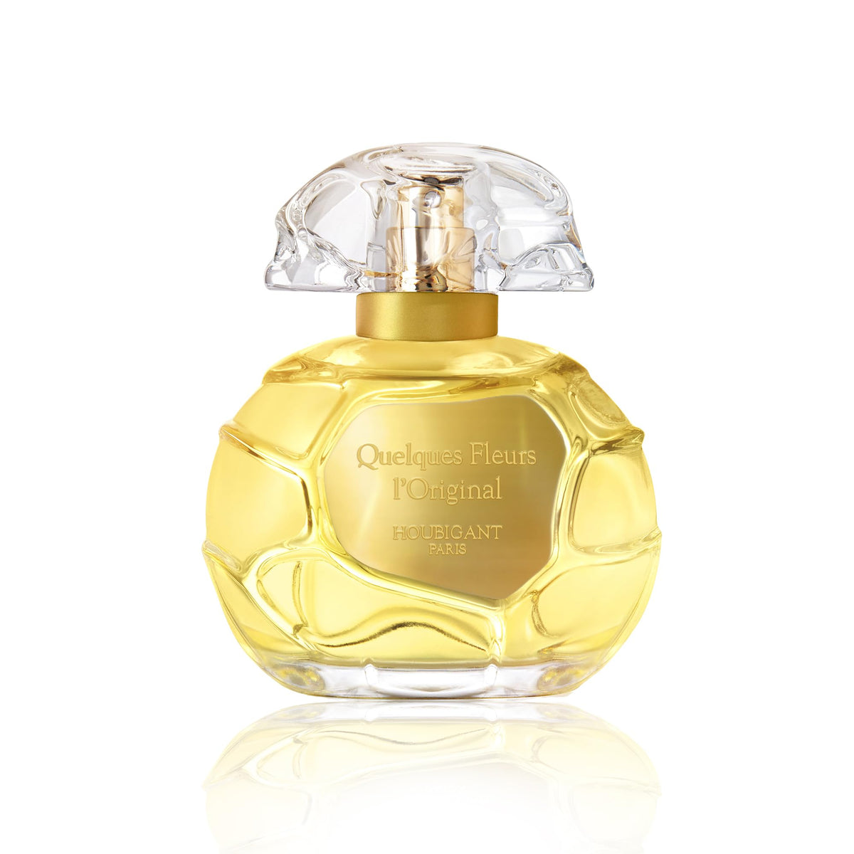 Houbigant Quelques Fleurs LOriginal bottle closeup shows timeless elegance and premium presentation