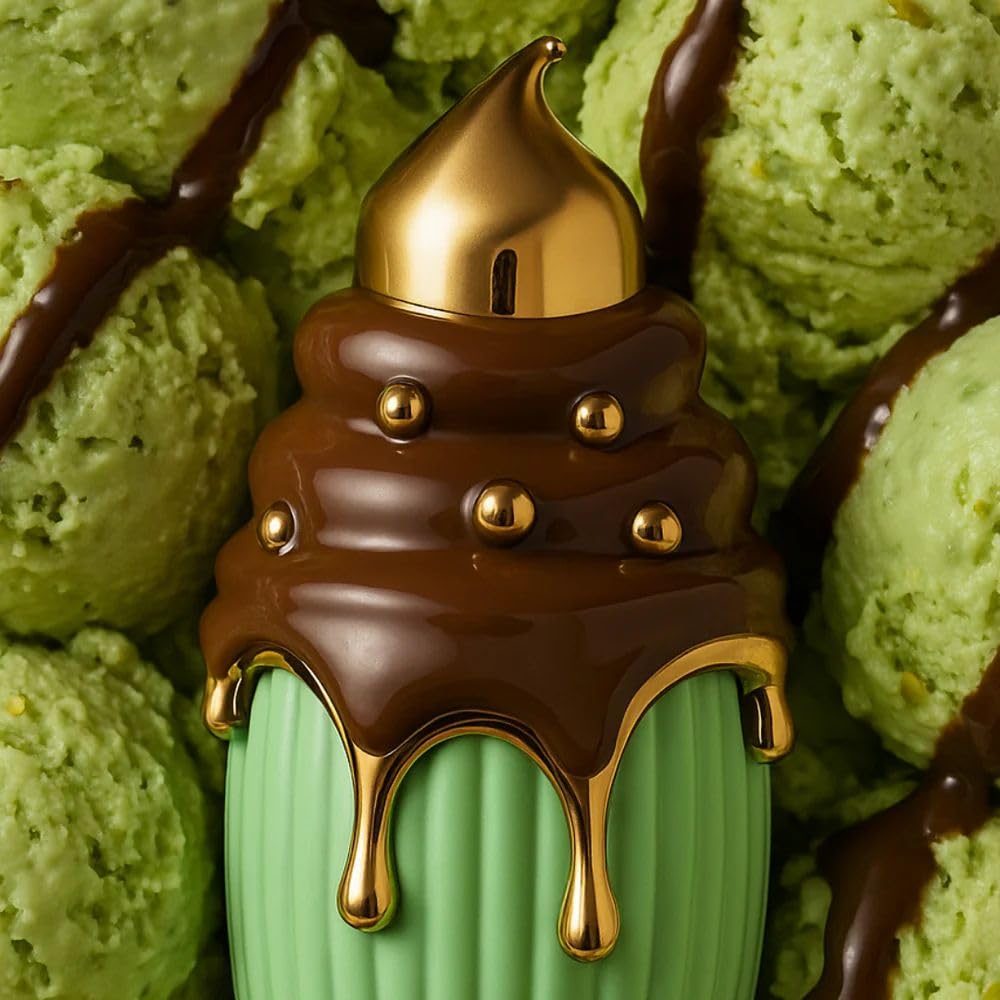 Closeup of the cap highlighting premium presentation and lasting scent.