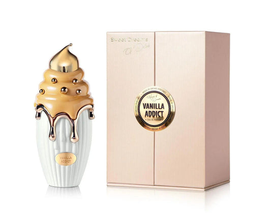 House Of Dreams Sweet Dreams of Dubai Vanilla Addict bottle front view for elegant daytime wear.