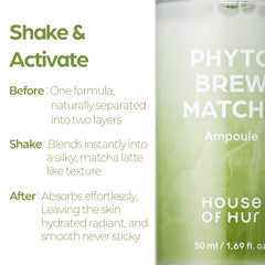 House of Hur Phyto Brew Matcha Ampoule EGCG formula micro-shot highlighting protective care.
