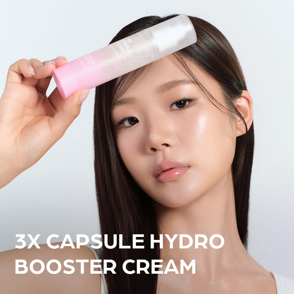 Pink hibiscus collagen capsule close-up suggesting a gentle firming feel.
