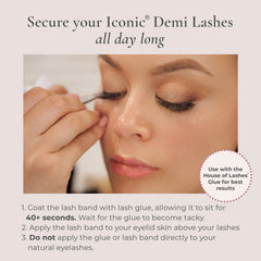 Criss-cross pattern of Iconic Demi blends with natural lashes for a fuller, layered look.