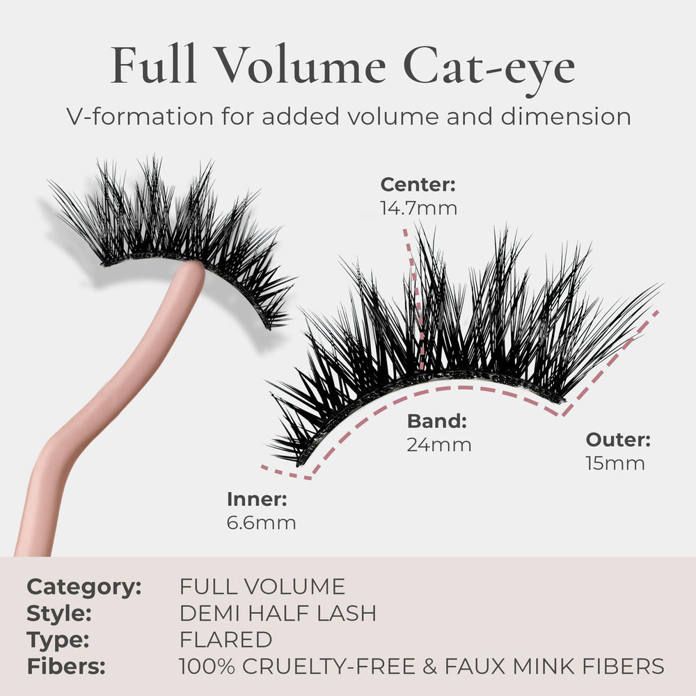 No-trim lash band on Iconic Demi demonstrates effortless wear along the lash line all day.