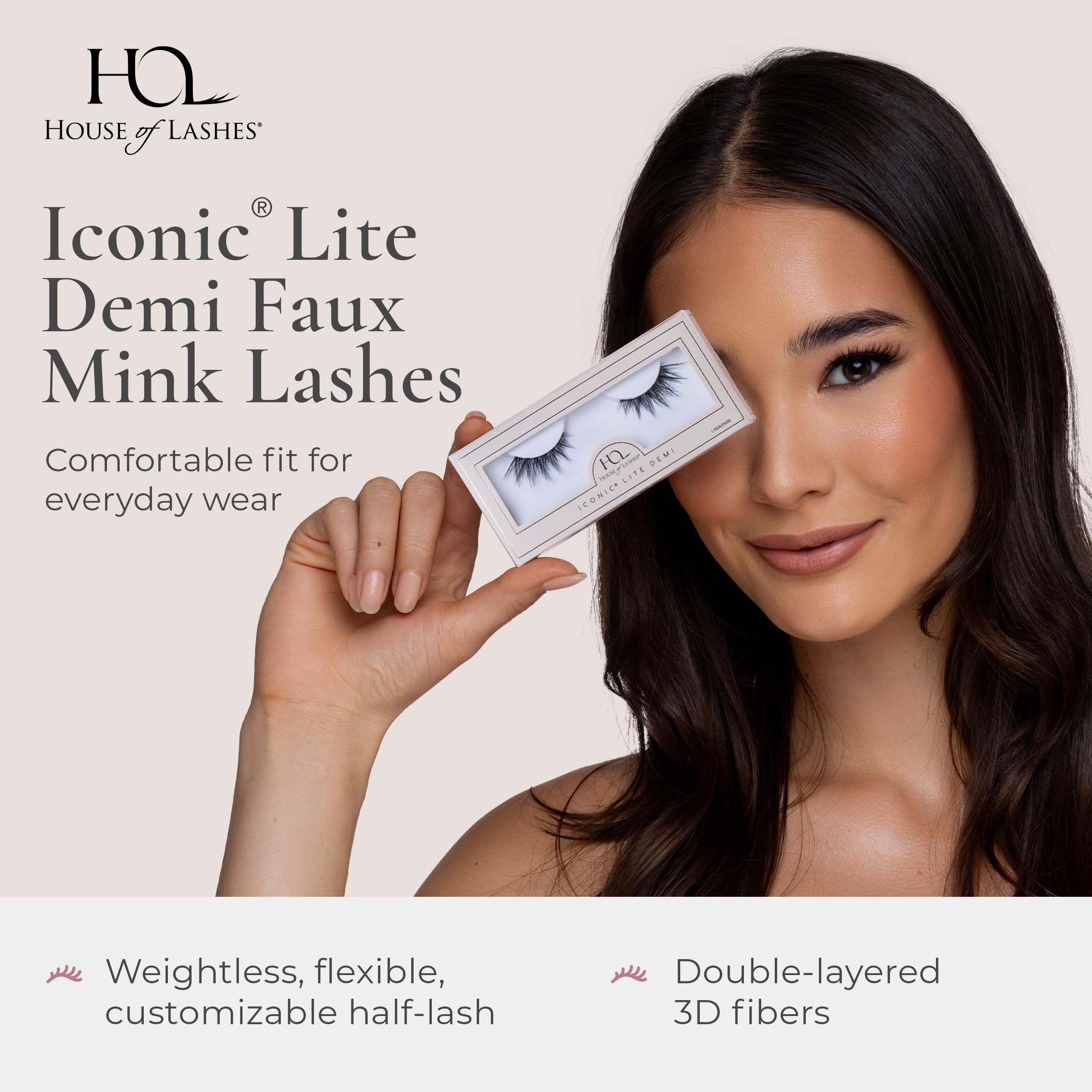House of Lashes Iconic Lite Demi cotton-band lash for all-day comfort.
