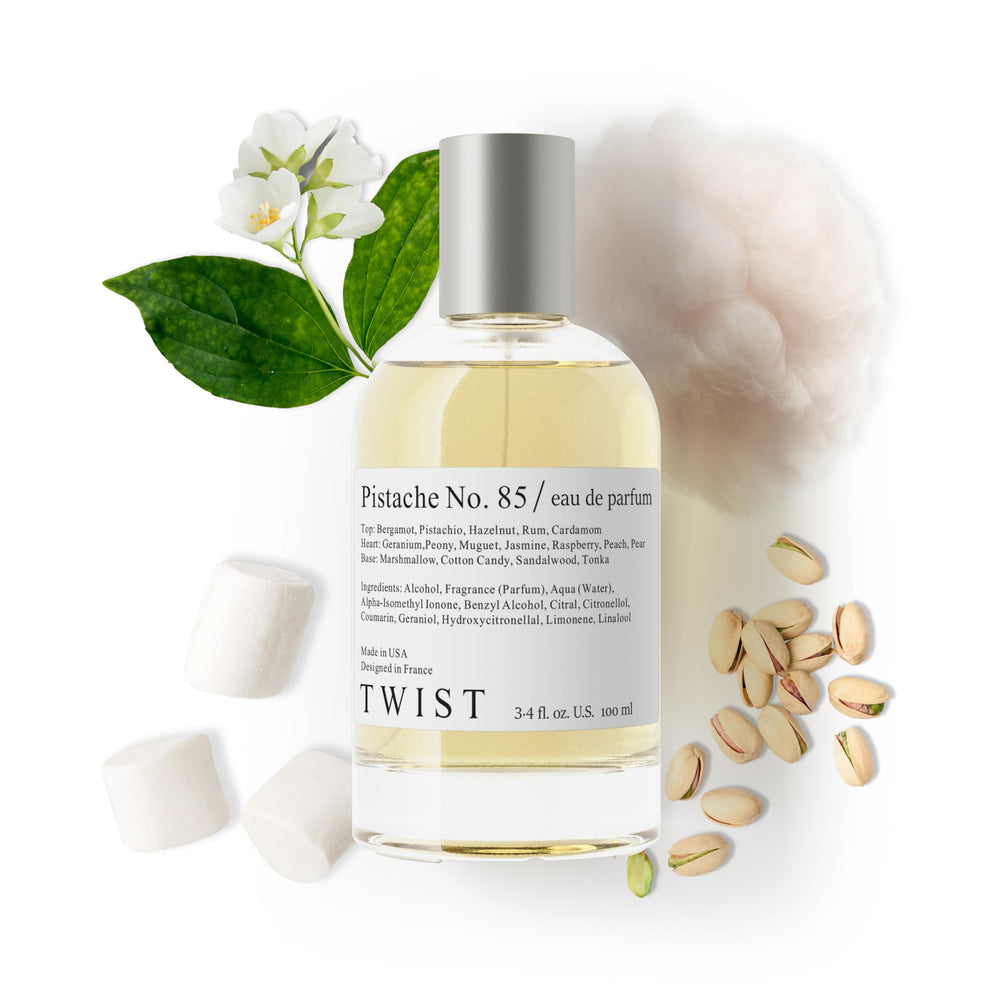 House of Twist Pistache No. 85 bottle front for a premium, long-lasting scent.