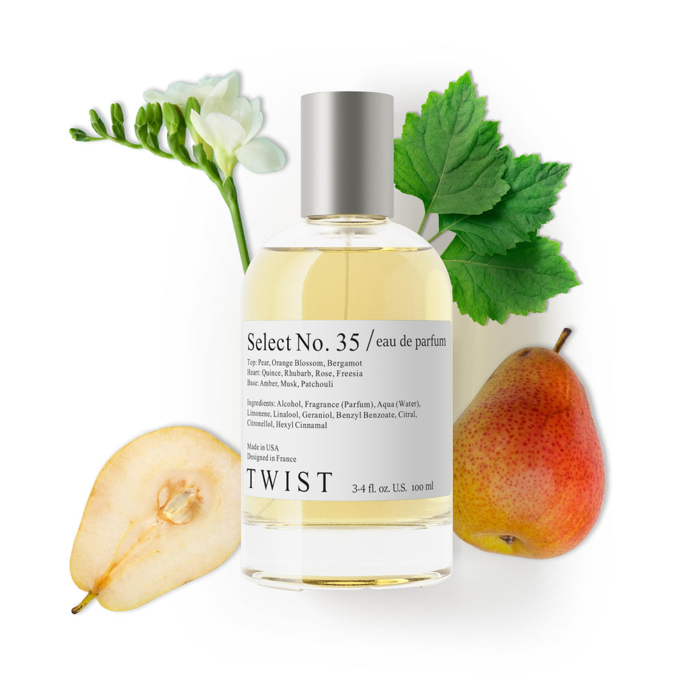 House of Twist Twist Select No. 35 bottle front; pear-inspired, long-lasting aroma.