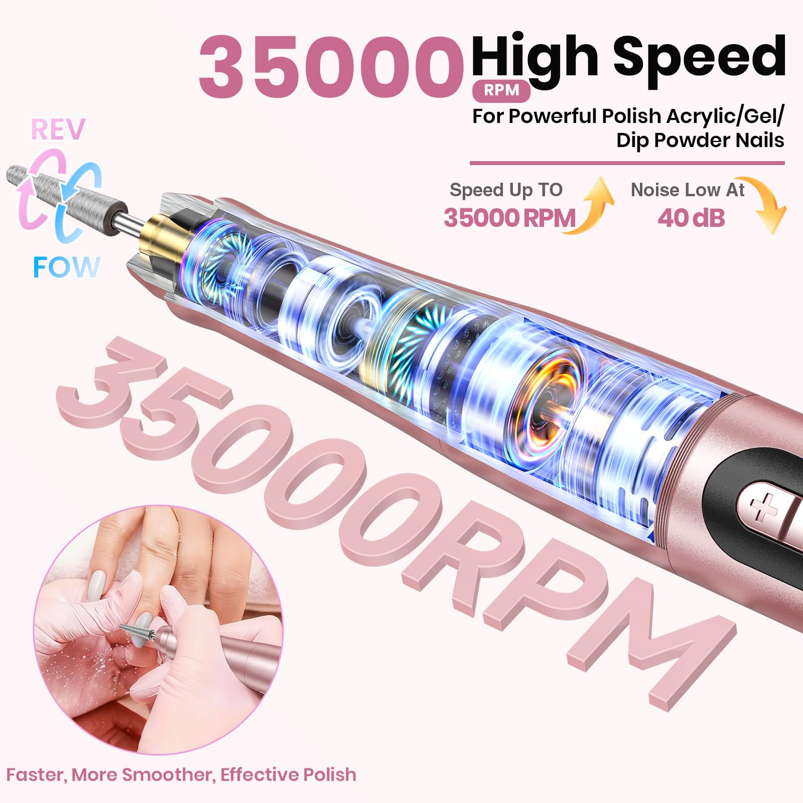 Hoxida cordless nail drill ergonomic pen design for comfortable, precise handling.