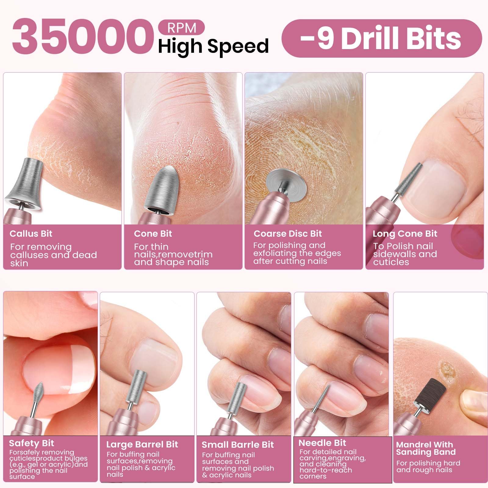 Hoxida 9-interchangeable drill bits layout illustrates versatility.
