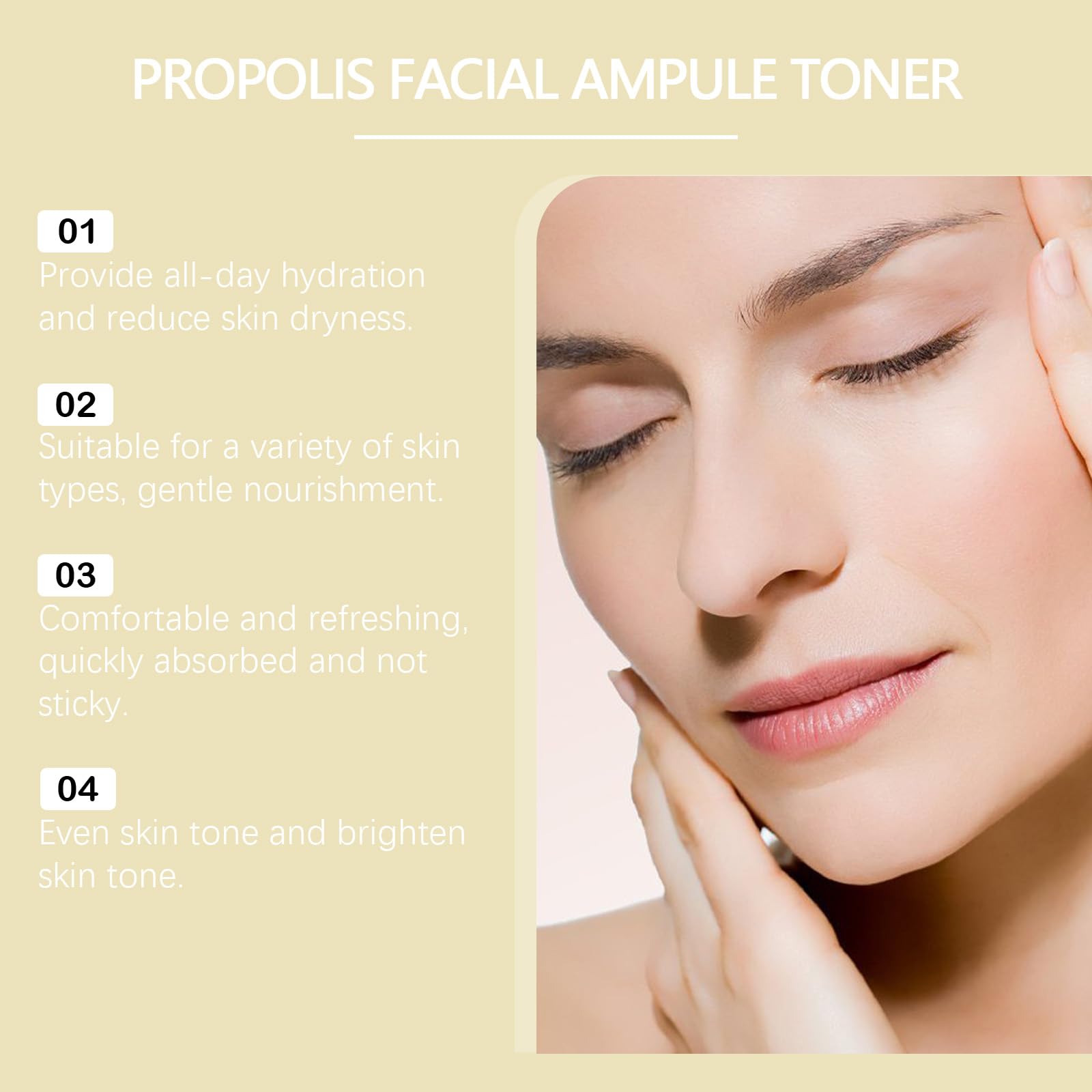 HOYGI Propolis Toner ingredients featuring propolis and honey for nourished skin.