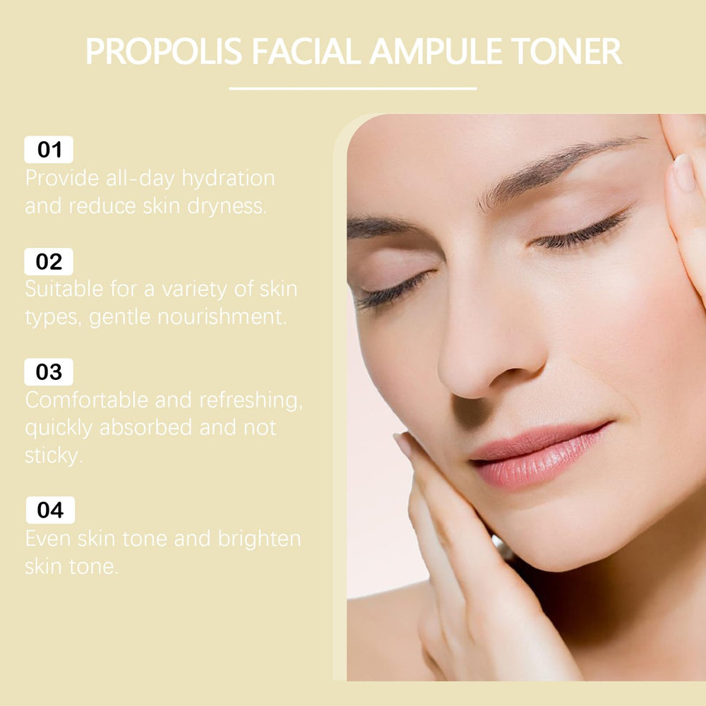 HOYGI Propolis Toner ingredients featuring propolis and honey for nourished skin.