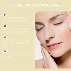 HOYGI Propolis Toner ingredients featuring propolis and honey for nourished skin.