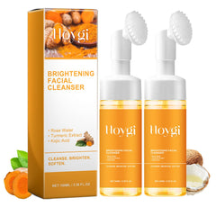 Hoygi turmeric face wash with brush for a gentle cleanse and smooth foam